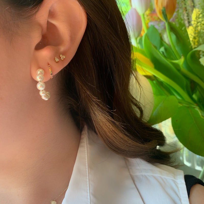 Single 14K Gold Tiny Pear Shape Diamond Stud Earring