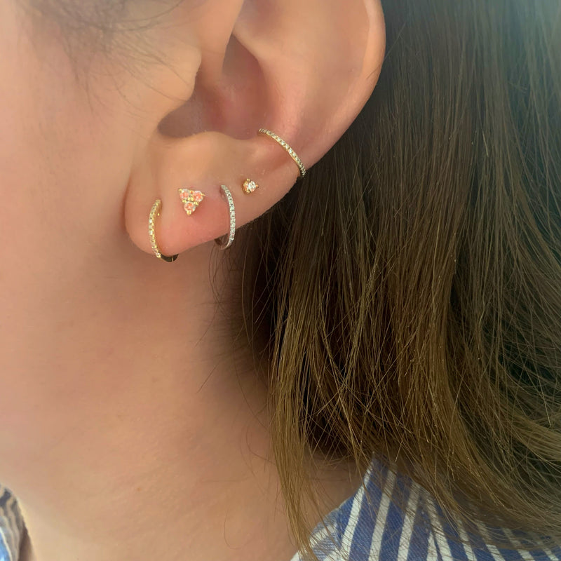 Single 14K Gold Medium Diamond Huggie Earring