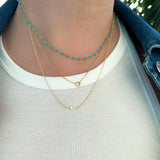 14K Gold Turquoise Bead Necklace