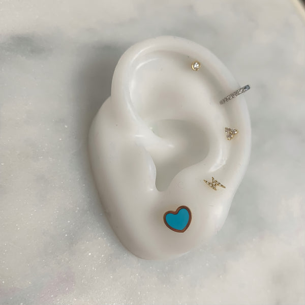 14K Gold Cartilage Diamond Bezel Stud Earring