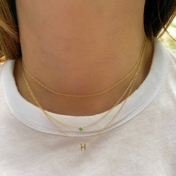 14K Gold One Drop Mini Initial Necklace
