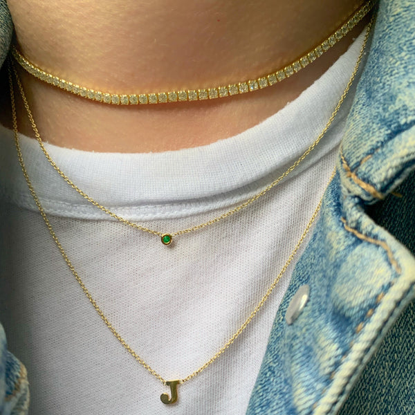 14K Gold One Drop Initial Necklace
