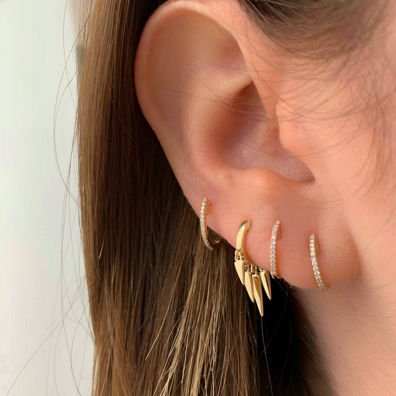 Single 14K Gold Mini Diamond Huggie Earring