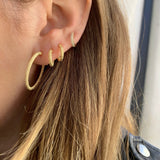 14K Gold Glitter Hoop Earrings