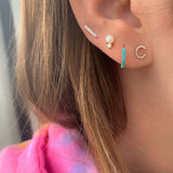 10K Gold Diamond Initial Stud Earring