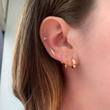 Single 14K Gold Pink Sapphire Huggie Earring