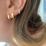 Single 10K Gold Small Flat Huggie Earring