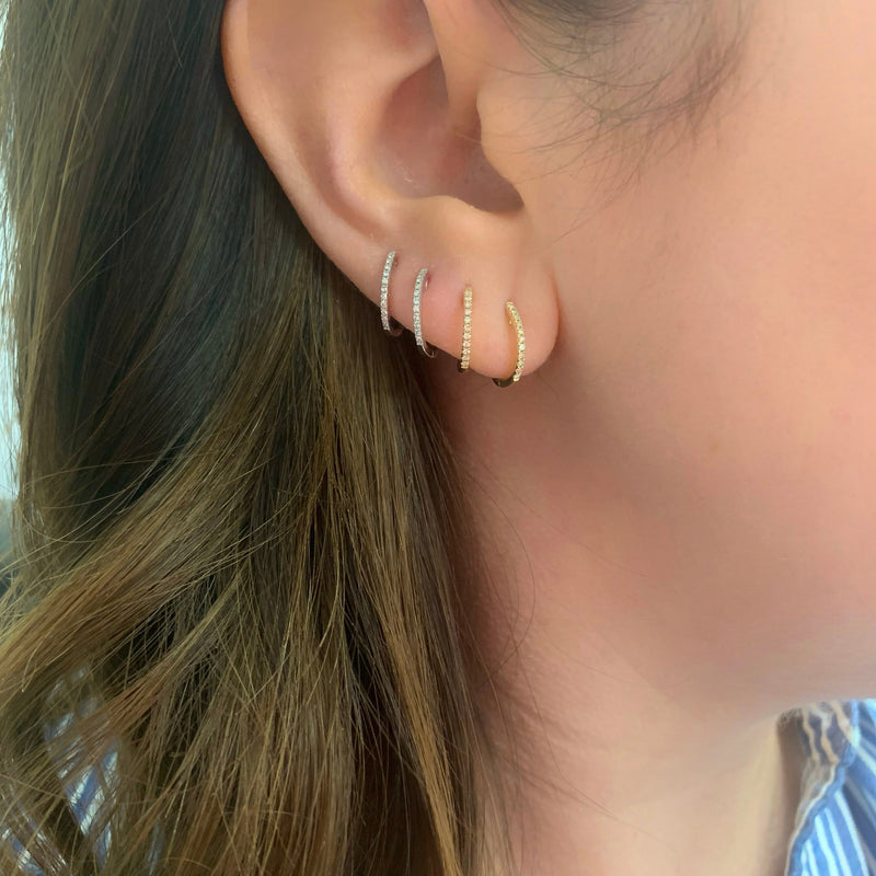 Single 14K Gold Medium Diamond Huggie Earring