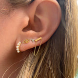 14K Gold Bar Chain Earrings