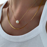 14K Gold Single Pearl Necklace