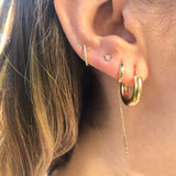 Single 10K Gold Huggie Threader Earring