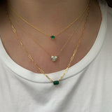 14K Gold Heart Shaped Emerald Necklace