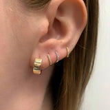 14K Gold Diamond Mini Upper Lobe Huggie Earrings