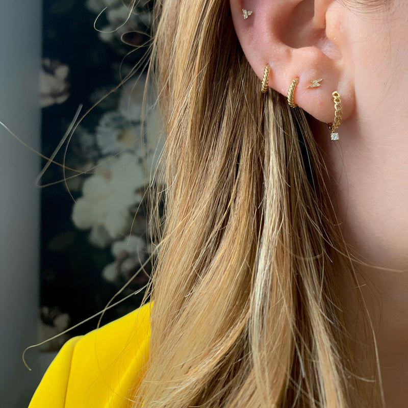 Single 10K Gold Twist Huggie Earring – Van Der Hout Jewelry