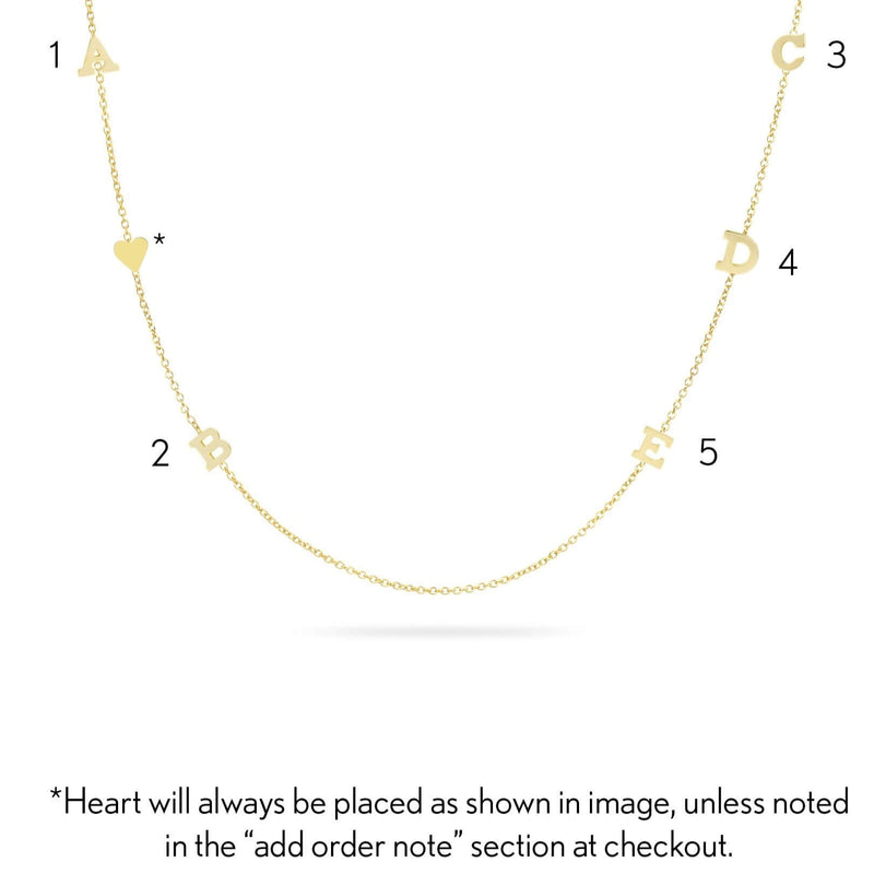 14K Gold Initial and Heart Necklace