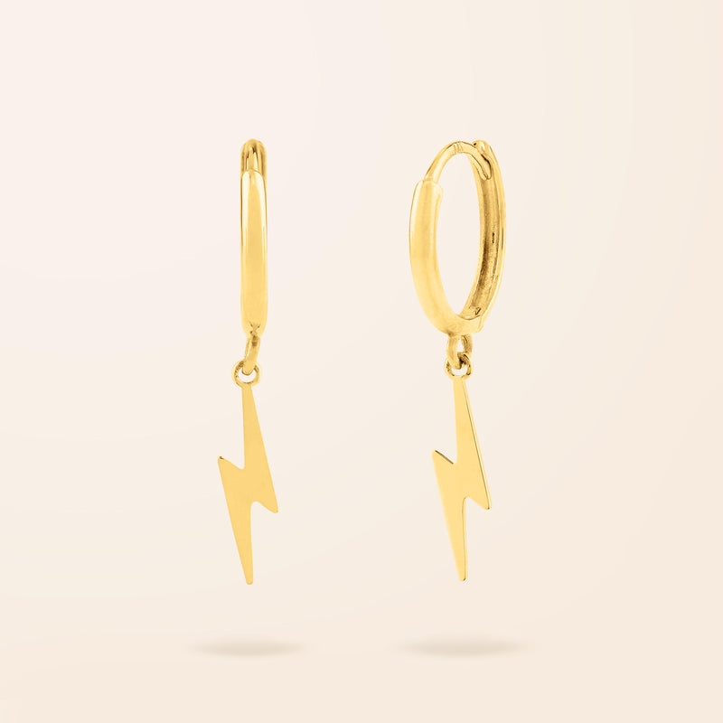 10K Gold Lightning Bolt Huggie Earrings