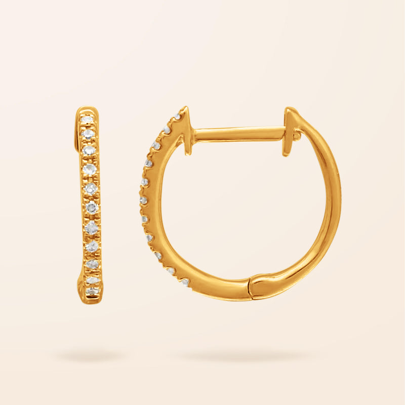 14K Gold Medium Diamond Huggie Earrings