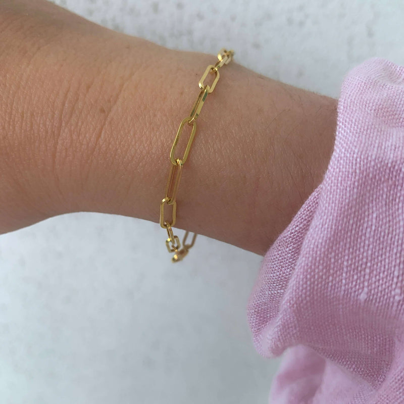 10K Gold Medium Paper Clip Bracelet
