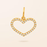 14K Gold Diamond Open Heart Charm