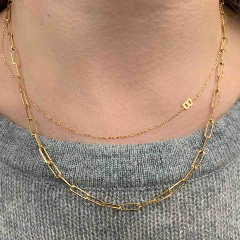 14K Gold One Asymmetrical Mini Initial Necklace