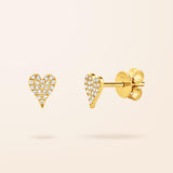 14K Gold Diamond Heart Stud Earrings