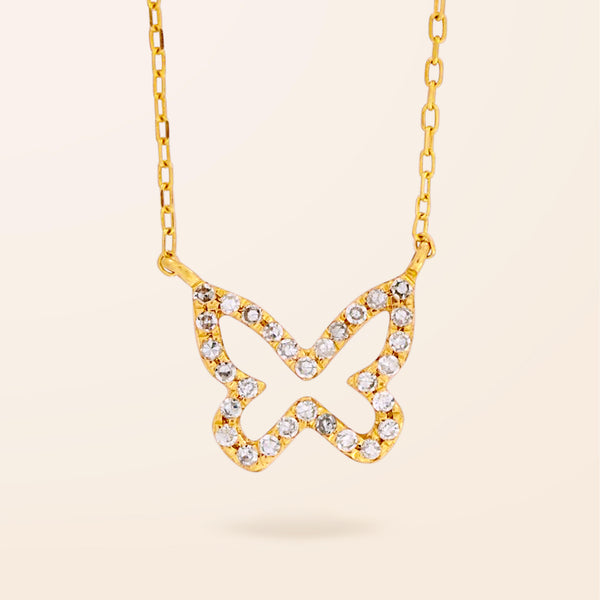 18K Gold Diamond Butterfly Necklace