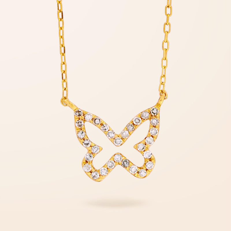 18K Gold Diamond Butterfly Necklace
