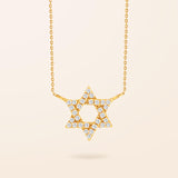 18K Gold Diamond Mini Star of David Necklace