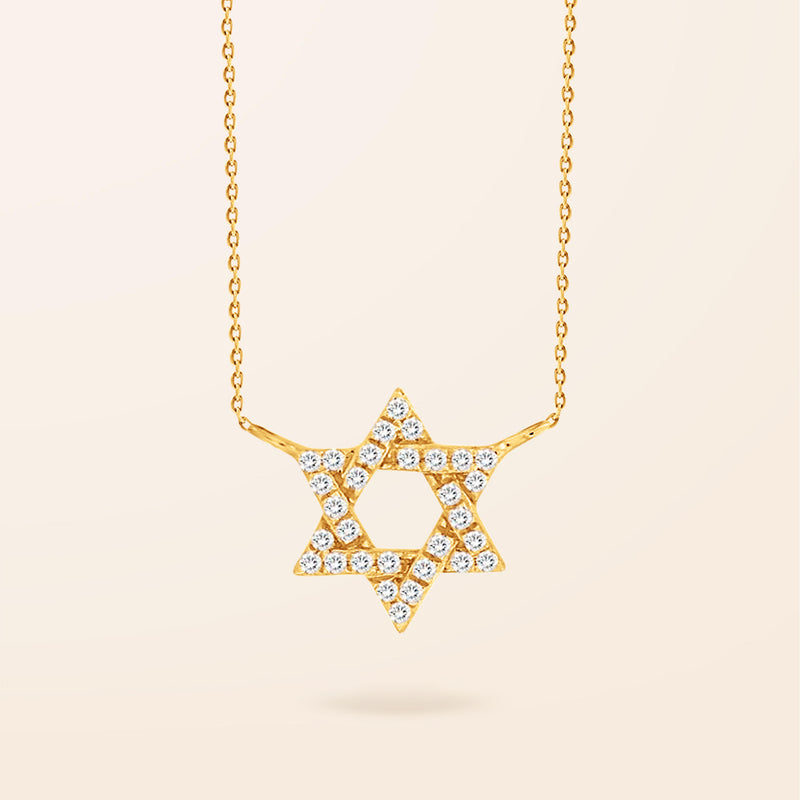 18K Gold Diamond Mini Star of David Necklace