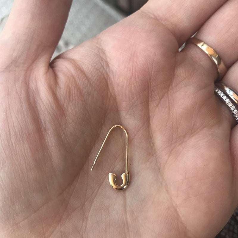 10K Gold Safety Pin Earrings