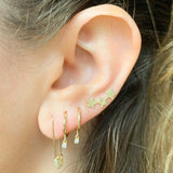 14K Gold Star Ear Crawler Earrings