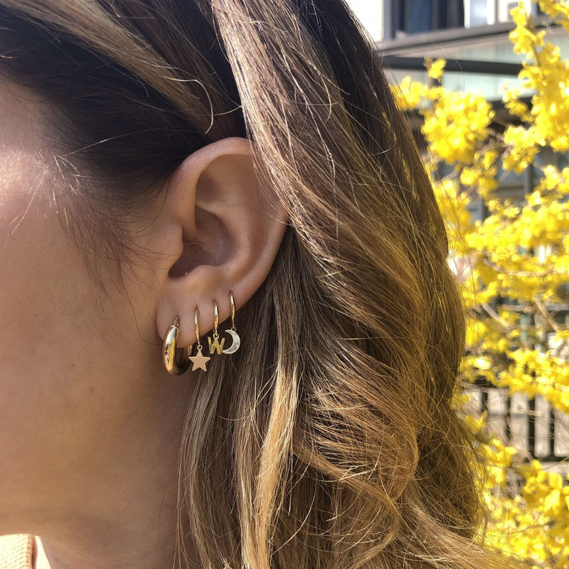 10K Gold Star Huggie Earrings