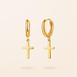 10K Gold Cross Huggie Earrings