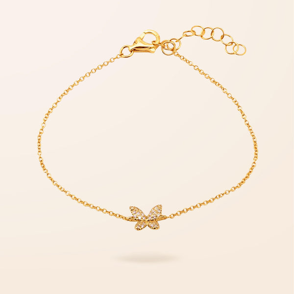 14K Gold Diamond Butterfly Bracelet