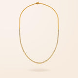 14K Gold Classic 4-prongs Diamond Tennis Necklace / Half Way