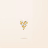 Single 14K Gold Diamond Heart Stud Earring