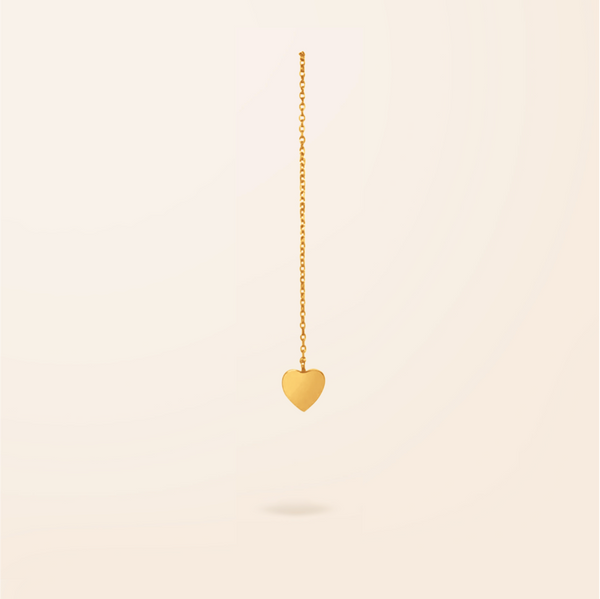 Single 14K Gold Heart Threader Earring