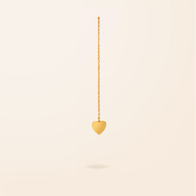 Single 14K Gold Heart Threader Earring