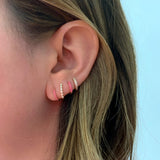 14K Gold Diamond Prong Huggie Earrings