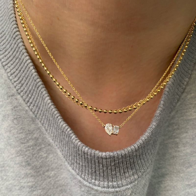 Lab Created Diamond 14K Gold Toi Et Moi Necklace