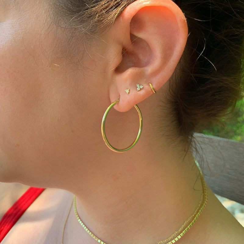 14K Gold Mini Diamond Trio Stud Earrings