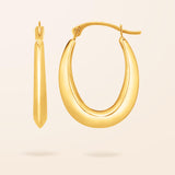 10K Gold Light Oval Hoop Earrings
