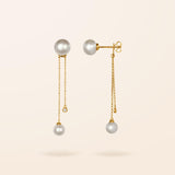 14K Gold Pearl Drop Earrings