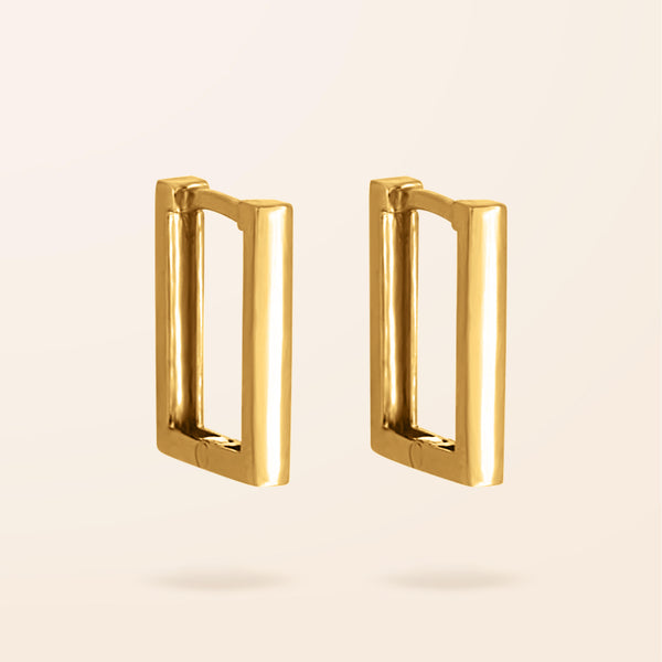 14K Gold Rectangle Huggle Earrings