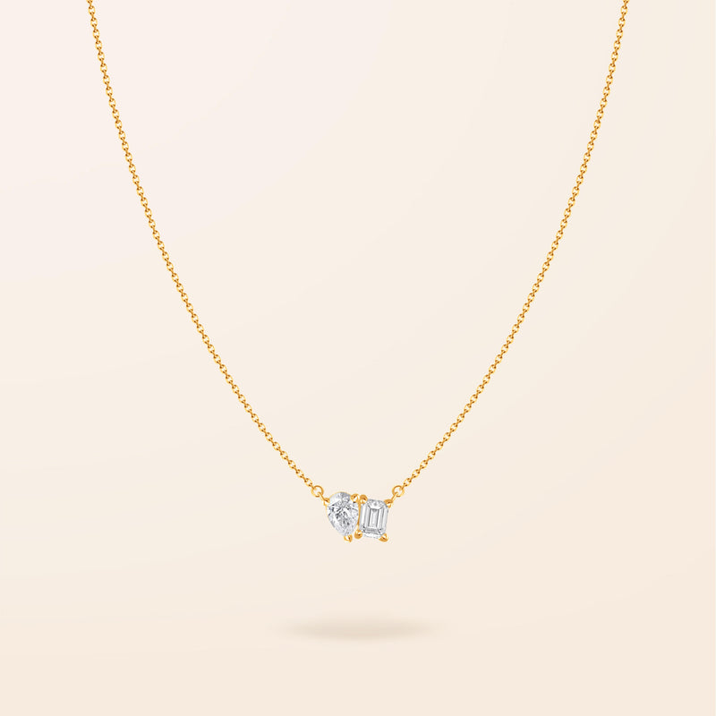 Lab Created Diamond 14K Gold Toi Et Moi Necklace