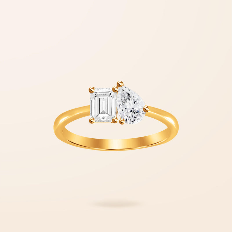 Lab Created Diamond 14K Gold Toi Et Moi Ring